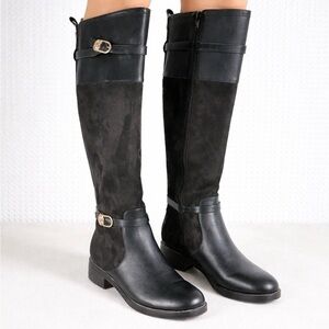 Stylish Bandolino Black Tall Riding Knee Boots RYNN2 Size 7M Original Box